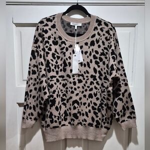 Workshop Republic Clothing Leopard Print Sweater 1X Viscose Blend NWT